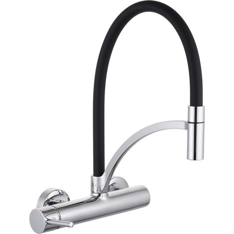 Miscelatore lavello a muro con bocca nera orientabile - Serie Madison (1/4)