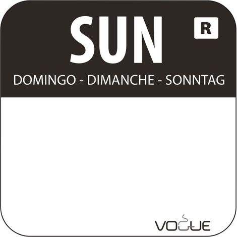 Etiquettes alimentaires code couleur noir dimanche 24mm - Lot de 1000