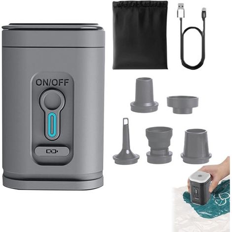 Pompe à air électrique portable, compresseur sans fil rechargeable avec voyant LED gris (1/5)