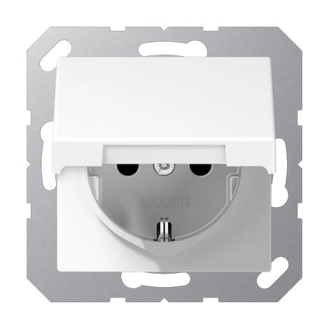 Jung Prise SCHUKO®, 16 A 250 V , couvercle à charnière, duroplastique, série A, blanc alpin A 1520 KL WW