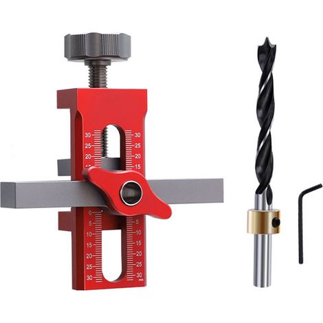 [JAMAIS UTILISÉ]Gabarit de montage pour porte d'armoire, dispositif de rebond, outil de poinçonnage, positionneur réglable pour porte de placard, kit de 10 mm (1/5)