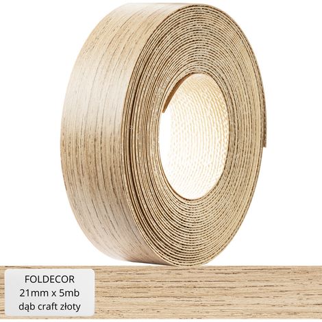 Bande de chant pour meubles en mélamine chêne doré avec colle thermofusible 21 mm (5 m) (1/5)