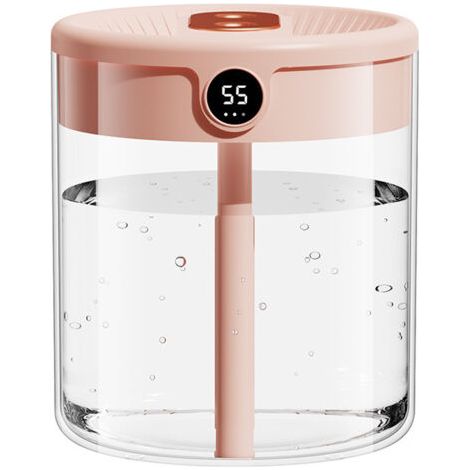 Humidificateur rose pour chambre à coucher, humidificateur à brume froide de 2 L pour bébé et maison, capteur d'humidité, autonomie de 20 heures, facile à remplir et à nettoyer, humidificateur d'air s (1/5)