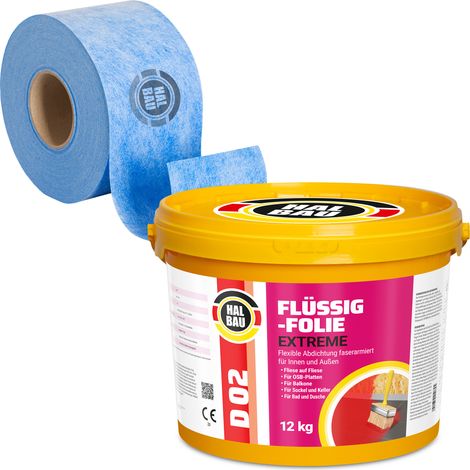 HALBAU Dichtset für Duschabdichtung Bad Abdichtung Dichtband Flüssigfolie 12kg H315 (1/5)