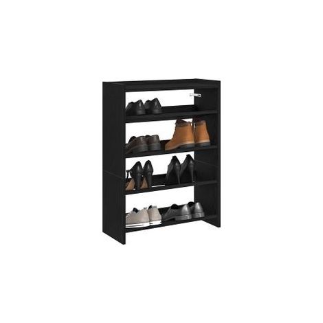 Étagère à chaussures noir 80x25x61,5 bois d'ingénierie (1/5)