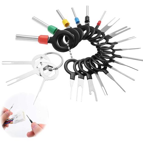 21 pièces extracteur de cosses, outil de démontage pour connecteurs de faisceaux de câbles, acier inoxydable, pour réparation automobile et électronique (1/5)