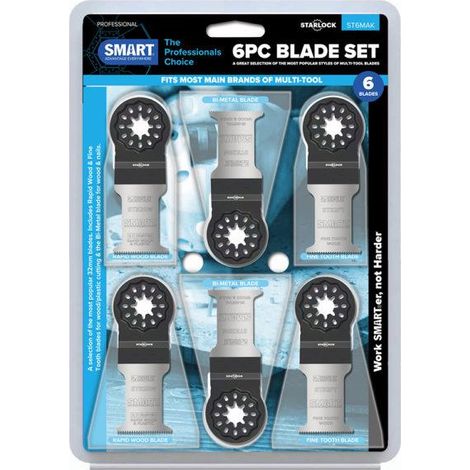 SMART ST6MAK Starlock 32mm Rapid Wood, Fine Tooth & Bi-Metal Blade Pack - 6 Piece