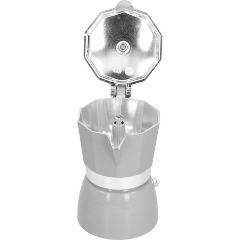 Achteckige Mokkakanne aus Aluminium, 150 ml, praktisch für Kaffee zu Hause, im Büro oder in der Küche, silberfarben (1/5)