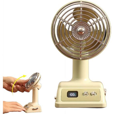 Ventilateur de table style rétro — Ventilateur de bureau, ventilateur compact — 100 vitesses réglables, silencieux et puissant [Vert] (1/5)