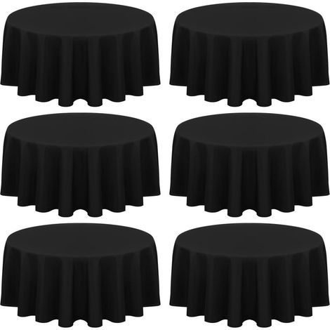 Lot de 6 nappes rondes noires 229 cm Polyester, facile d'entretien