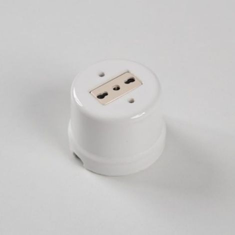 Presa Bipasso 10/16A Porcellana Stile Vintage Bianco - FAI 9009/BIP/BI
