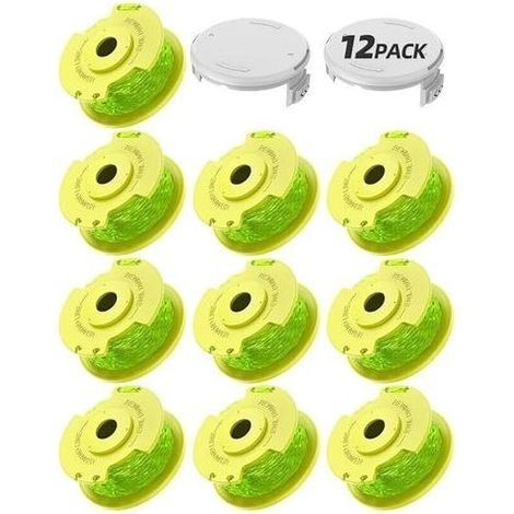 pair 12 Pack Bobine Fil Coupe Bordure remplacements pour Ryobi One + AC14RL3A 18v 24v 40v Coupe Bordures, Bobine Ø 2mm, Longueur 3,3m (10 Fil Coupe Bordure, 2 Couvercle) (1/5)
