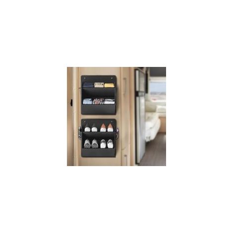 Rangements camping-car - 2 pcs, Rangements avec ruban adhésif étagère suspendu porte, Organiseur mural poches profondes - Blanc (1/5)