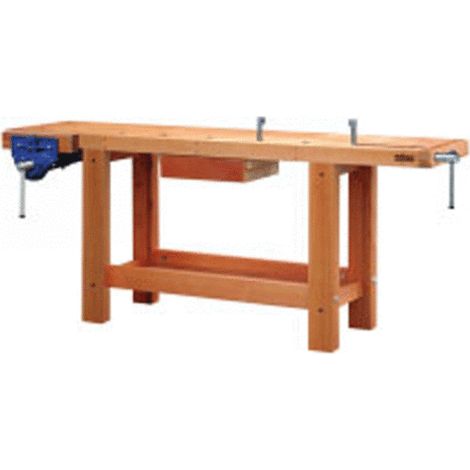 Outifrance – Établi ébéniste professionnel 2 m – Plateau bois multiples 70 mm – Presse avant automatique à serrage rapide – Charge 98 kg