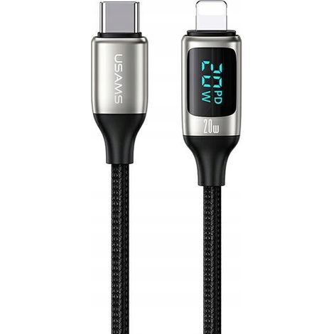 USAMS Geflochtenes Kabel U78 USB-C auf Lightning LED 1,2 m 20 W PD Schnellladung Weiß/Weiß SJ545USB02 (US-SJ545) (1/5)