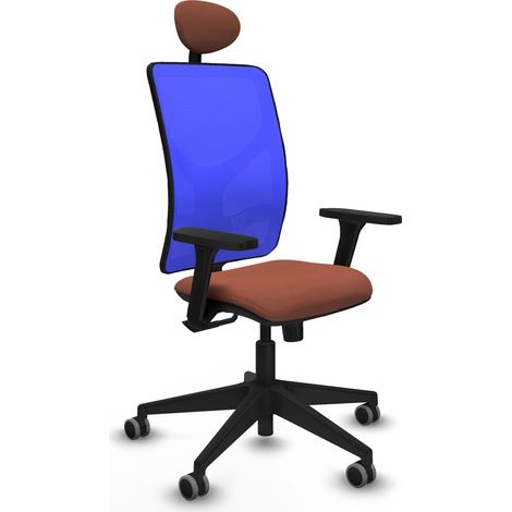 Motilla sincro malla azul bali marrón brazos 3D base piramidal cabecero fijo ruedas 65mm engomadas