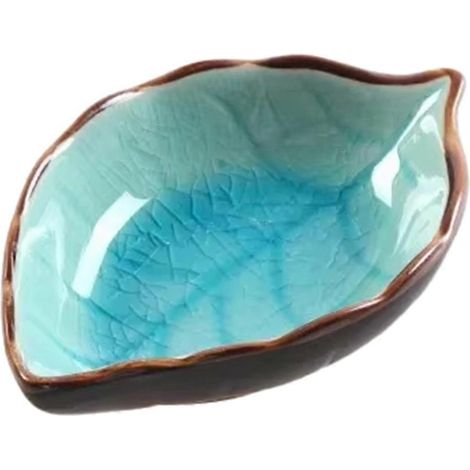 Petit bol à assaisonnement en céramique en forme de feuille, émail craquelé, pour sauce soja et vinaigre, accessoire de cuisine A (1/5)