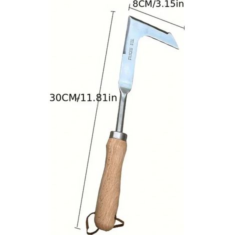 (BXG-GCD) Désherbeur de jardin avec manche en bois en acier inoxydable, désherbage manuel, outils d'extraction, désherbeur multifonction, outils de jardin de transplantation (1/5)