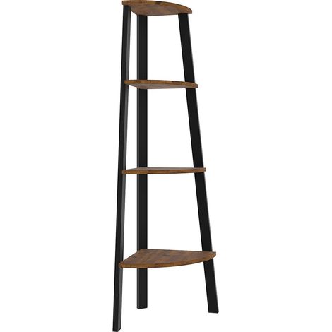Ealing Corner Unit - Black Metal/Rustic Wood - L35 x W35 x H125 cm - Vintage Pine (1/2)