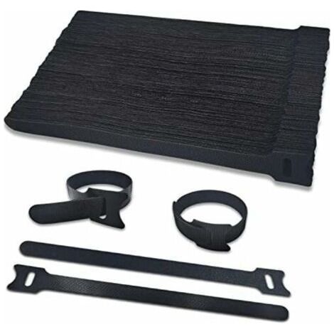 FENOPLASTICAAttache Câble 100pcs Scratch Serre Cable Bande 200mmx12mm Sangle Réutilisable Câble Management Facile à Couper pour Ranger et Organiser Tous Les Câbles, 12mm de Large Non-adhésif Bande Hoo (1/4)
