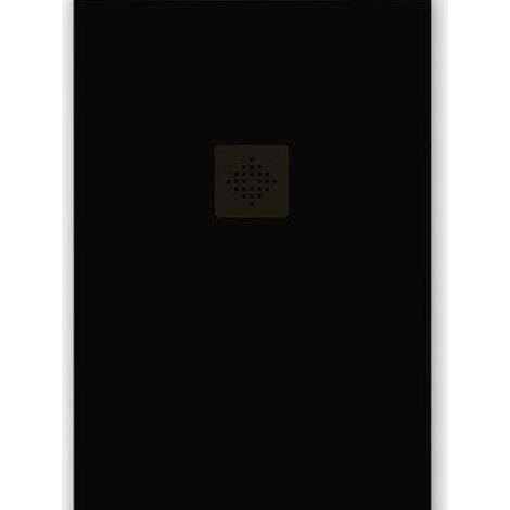 Receveur de douche 80 x 170 cm extra plat PURE en résine surface ardoisée noir Grille noire