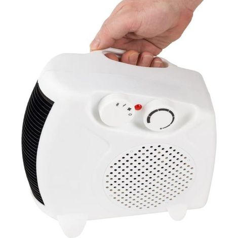 BelleRise - Chauffage soufflant à 2 niveaux de puissance et protection contre la surchauffe Portable et léger 800 W et 2000 W, blanc et (1/5)