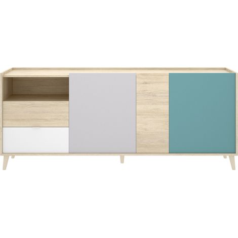 Sideboard 180x43 cm mehrfarbig mit drei Türen und zwei Schubladen - Cecina (1/5)