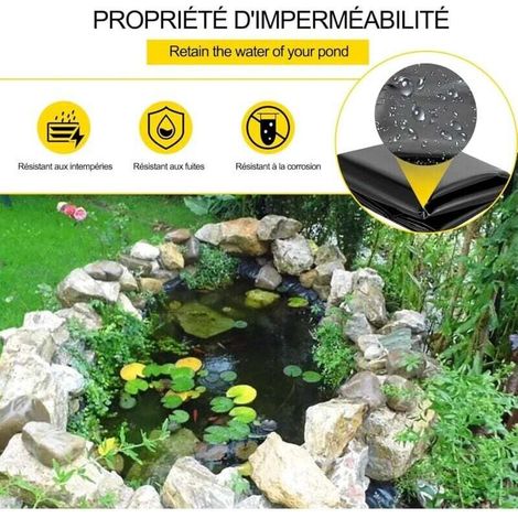 UlisemRevêtement de bassin HDPE durable pour bassins extérieurs,revêtement d'étang préformé, membrane de piscine de jardin pour bassins à poissons Koi, fontaine et cascade(2x3m)-0.3mm (1/3)