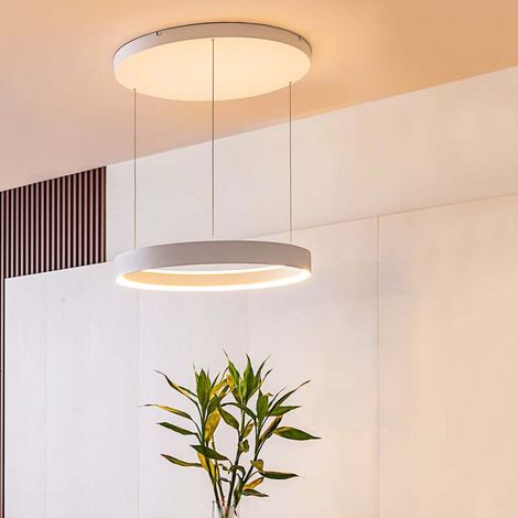 [NEUWERTIG] B-Ware Lucande LED Hängeleuchte Pendelleuchte Philine Deckenlampe 60 cm weiß Eisen (1/2)