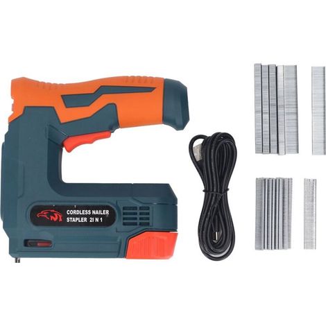 Cloueuse sans fil, 2 en 1 Pistolet à Clous/Agrafeuse électrique, 5V avec Câble Usb, agrafes et clous pour les projets de Tapisserie d'ameublement,Travail du bois (1/4)