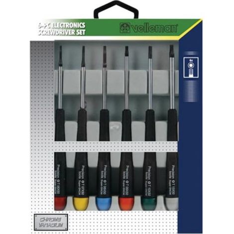 Ensemble de tournevis de précision, 6 pièces, Torx, chrome-vanadium, magnétique, noir (1/4)