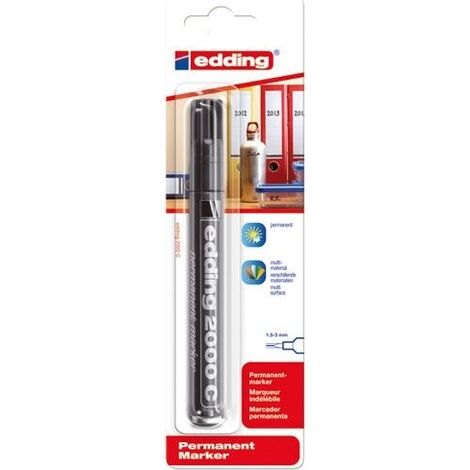Rotulador permanente negro universal – Punta fina, tinta resistente al agua y a los rayos UV, caja de 4
