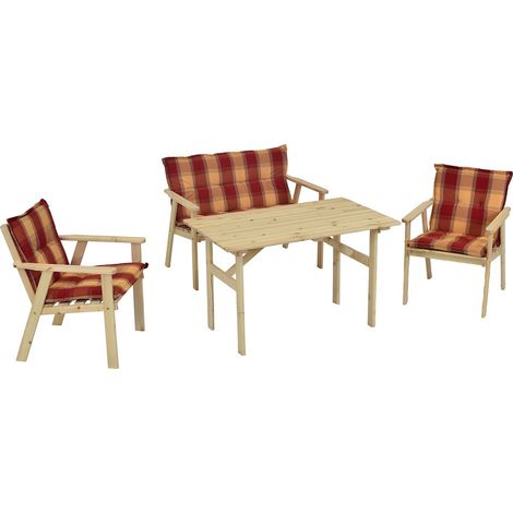 Sylt Set 8tlg 2 Sessel Bank Tisch Bankkissen Kiefer