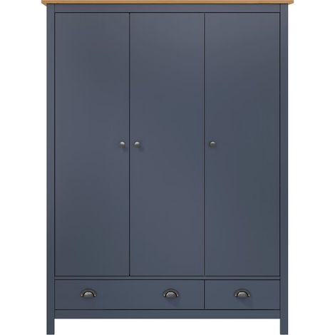Garde-robe Design moderne, Armoire Etagère de rangement, à 3 portes Hill Range Gris 127x50x170 cm Pin solide OIB6880E (1/5)