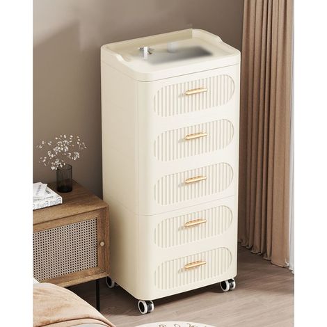 Trade Shop - Contenedor De Plástico Móvil Con Ruedas 5 Estantes Cajones Para Sala De Estar - (1/5)