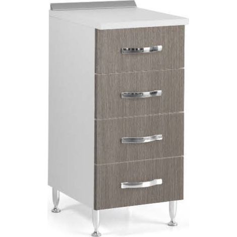 Mobile Küche Kommode 4 Schubladen 40X50X85H TOP WEISS FINISH LARICE GRAU