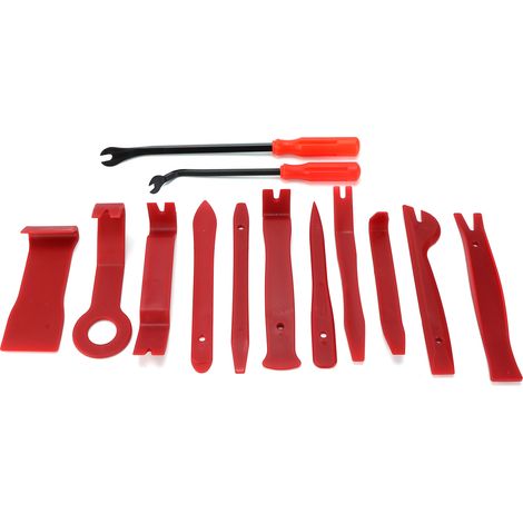 Kit de démontage audio 13 pièces comprenant un levier pour les garnitures de portières, de portes et de panneaux de tableau de bord de voiture. (1/5)