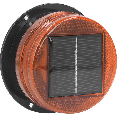 Lampe stroboscopique solaire de signalisation, 6 LED haute luminosité, étanche, pour la signalisation routière et de chantier, lumière jaune. (1/5)