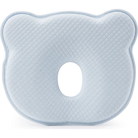 Oreiller Ergonomique Bébé Anti-Tête Plate en Mousse Mémoire 3D, Coussin Allaitement Bleu Respirant (1/5)