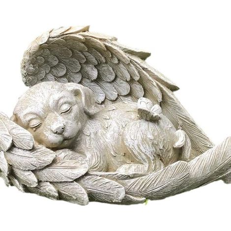 Tierstatue, Hund, Engel, Statuette, Grabschmuck