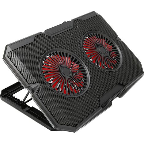Support de refroidissement RGB pour ordinateur portable, double ventilateur silencieux, 2 ports USB, 7 niveaux de réglage en hauteur, pour ordinateurs portables gaming de 14 à 17 pouces. (1/5)