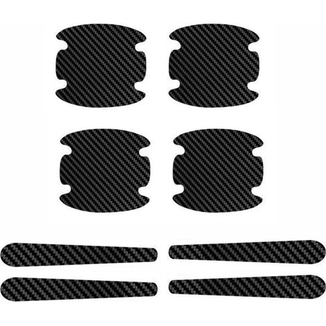 BEBUSINGOTO 8 piezas pegatinas universales de fibra de carbono antiarañazos para manijas de puertas de coche, autoadhesivas, que no dejan marcas. (1/5)