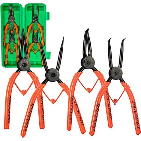 Set 4 Pinze per Anelli Elastici Seeger 7'' interni Esterni Dritte e Angolo 90° (1/5)