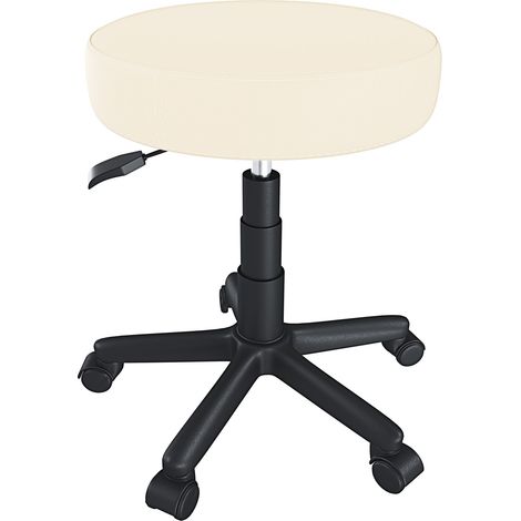 Sgabello Da Estetista Rotondo Con Ruote Sgabelli Manicure Pedicure Massaggio Fisioterapia Tatuaggi Sedia Girevole In Ecopelle Seduta Imbottita Altezza Regolabile da 44 a 56 Cm (Bianco) (1/5)