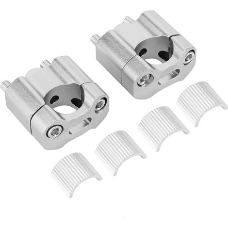 Pair of Motorcycle Handlebar Clamps 22mm/28mm 1/8" 7/8" CNC Aluminum Alloy Riser Adapter Silver (1/5)