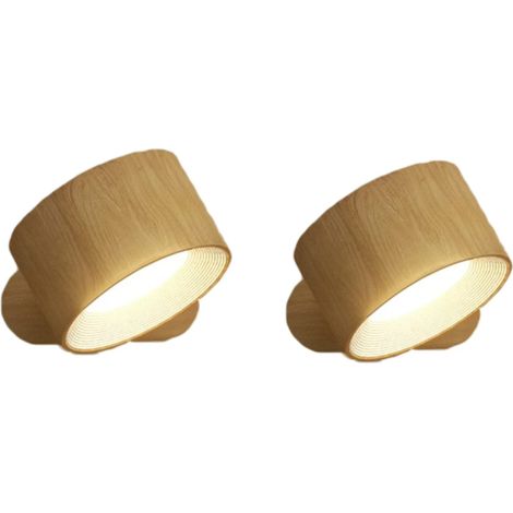 Ensemble de 2 appliques murales rechargeables à piles, 3 températures de couleur et intensité variable, rotation à 360°, aimantées, sans fil, veilleuses pour chambre