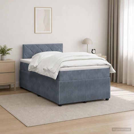 Cama box spring con colchón Gris oscuro 120 x 190 cm Terciopelo (1/5)