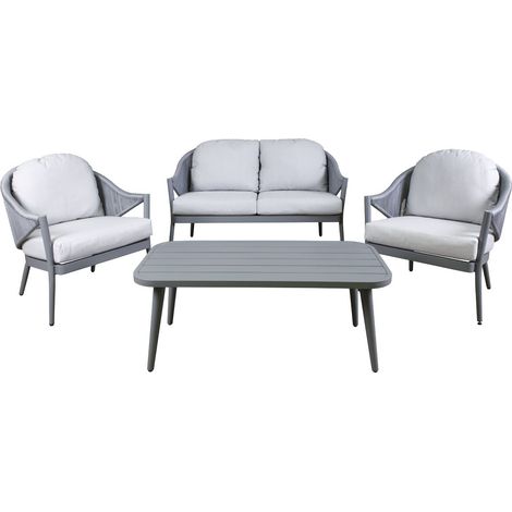 Dellonda DG59 Echo Aluminium Outdoor Sofa, Chair & Coffee Table Set 4pc (1/4)