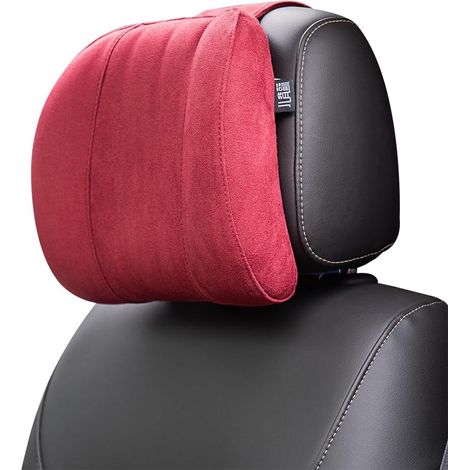 1 oreiller nuque, mousse mémoire forme, tissu daim respirant, soutien cervical, pour voiture (1/5)