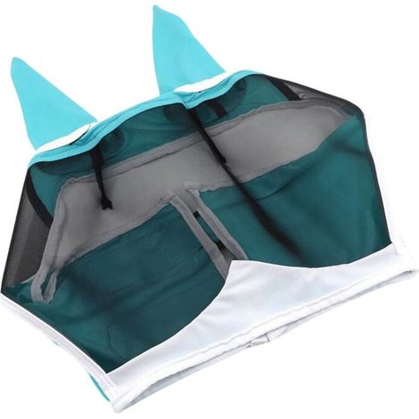 Masque Anti-Mouches pour Cheval,Filet Respirant en avec Protection UV - Couvre-tête Demi-Visage avec Oreilles et Bandeau élastique pour Bétail Vache Ferme Campagne Toutes Saisons (1/5)